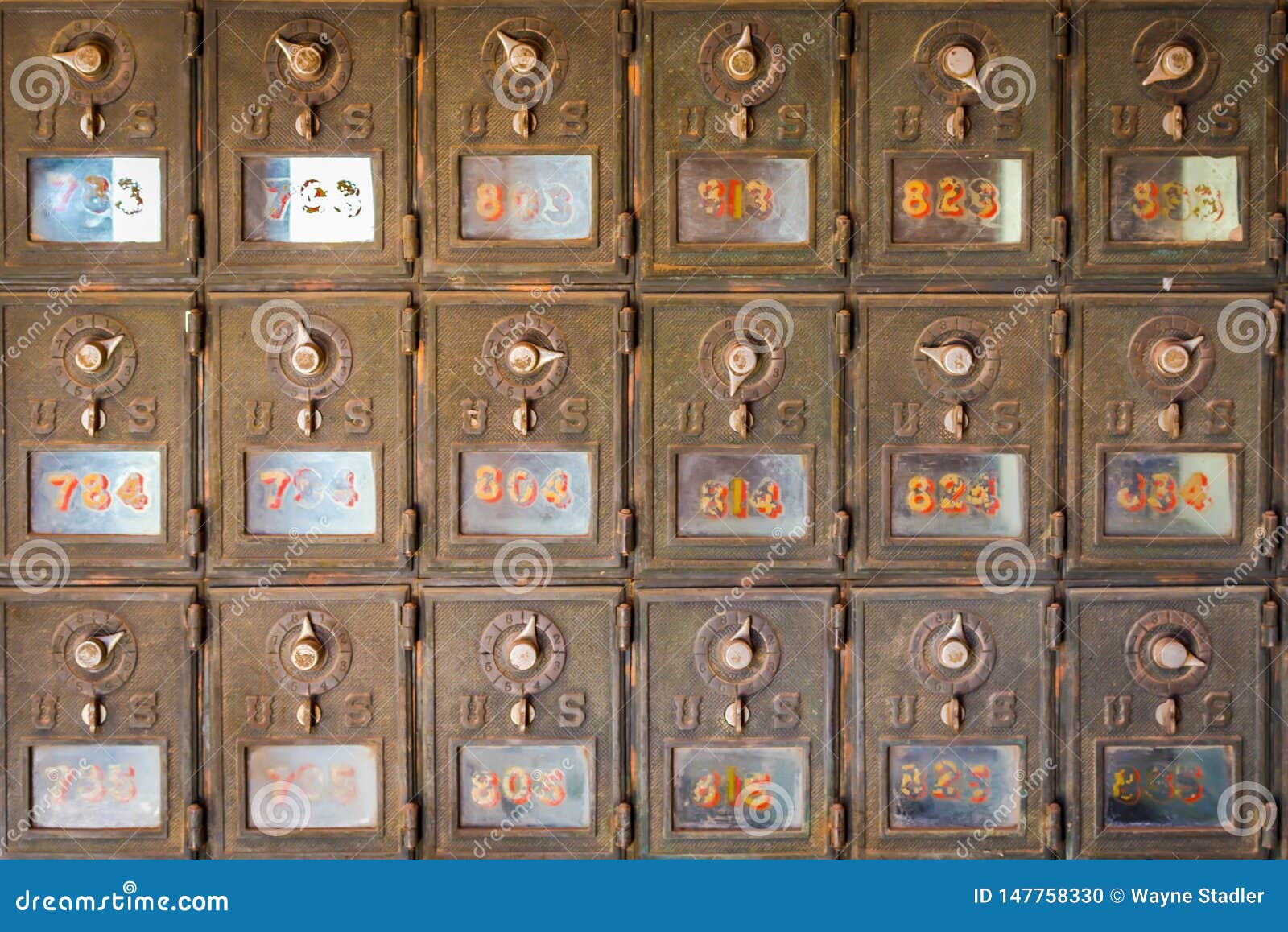 Vintage Post Office Mailboxes Stock Photo Image of combination