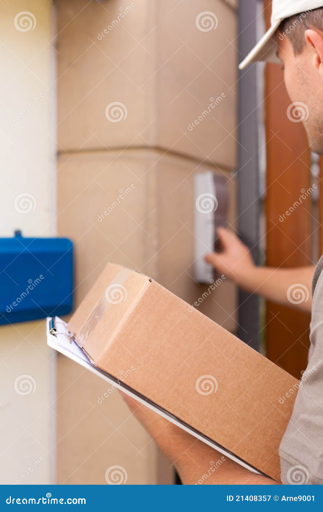 Postal Service Delivery of a Package Stock Image Image of