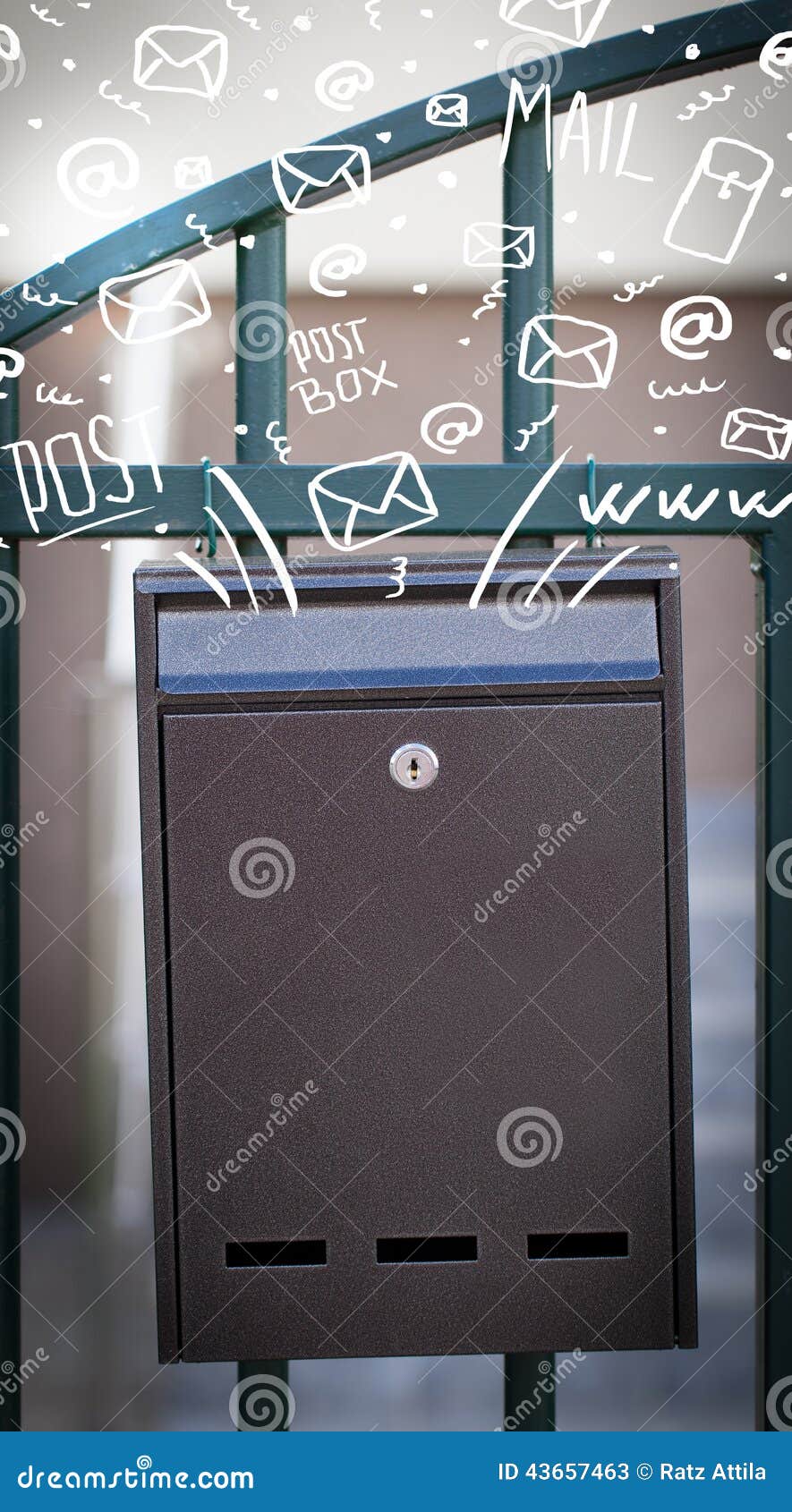Postbox with White Hand Drawn Mail Icons Stock Image Image of classic