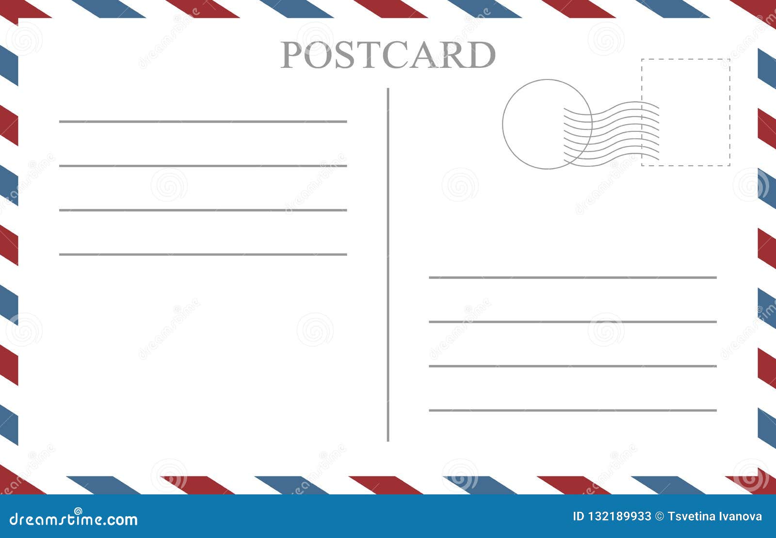 Postcard Back Blank Template. Vintage Postcard Empty Vector Intended For Back Of Postcard Template