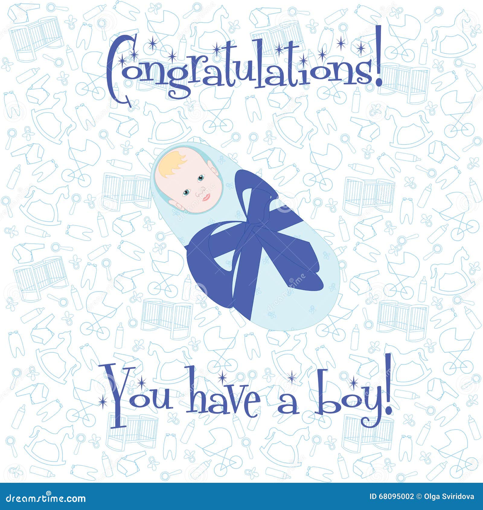 Postcard. Congratulations! You Have a Boy Stock Vector ...