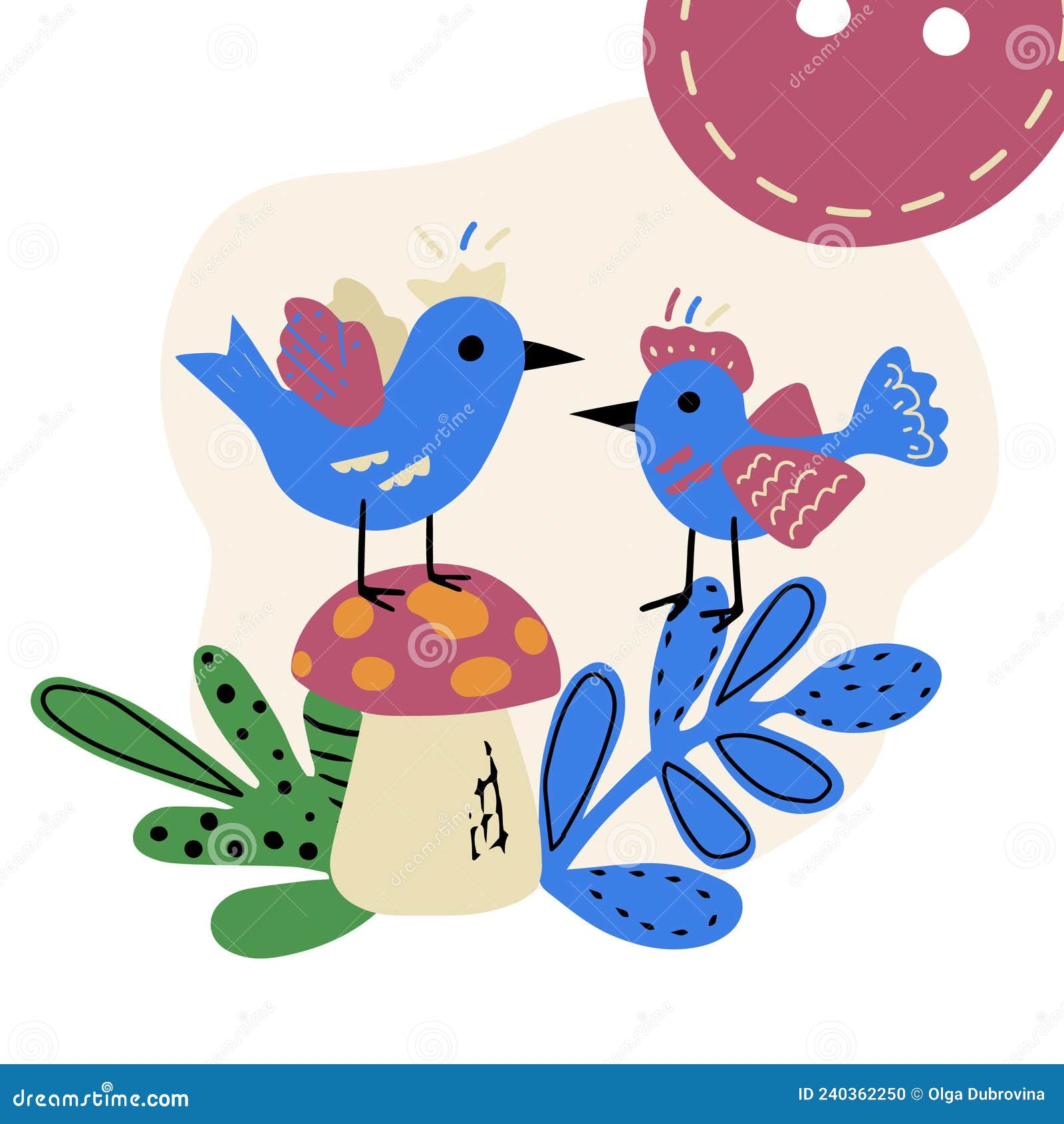 postcard with a funny bird in the style of a child`s drawing.  flat 