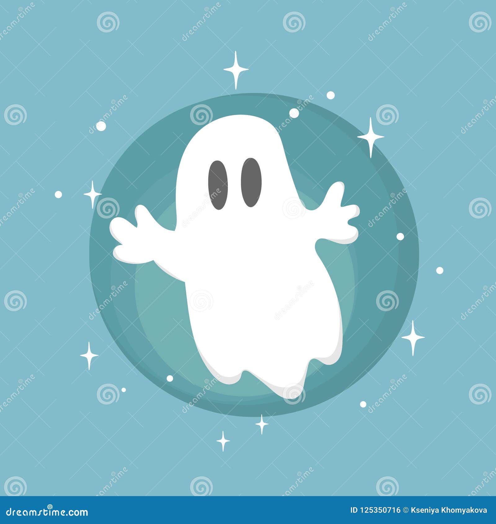 Postcard with a ghost stock vector. Illustration of treat 125350716