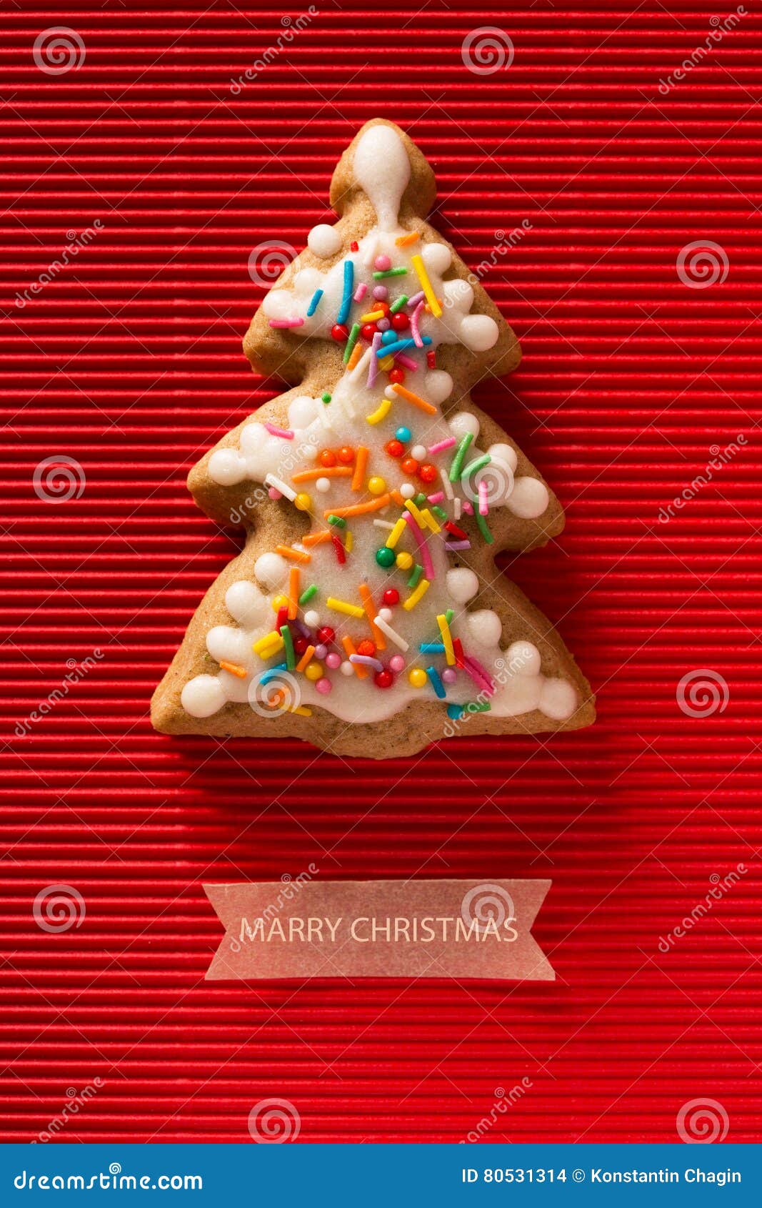 a postcard with a picture of a cookie christmas tree