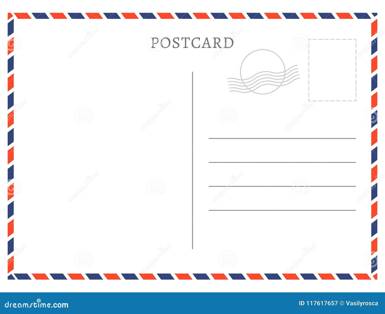 Postcard Template Paper White Texture Vector Postcard Empty Mail Stamp And Message Design Stock Vector Illustration Of Greeting Element 117617657