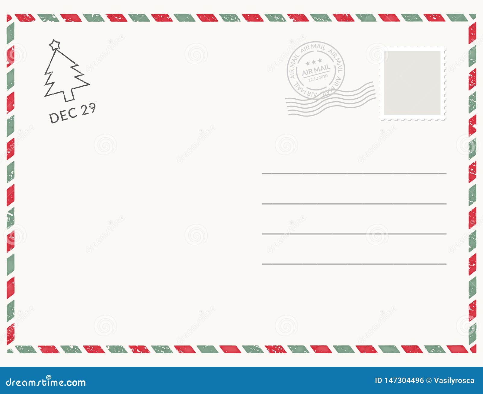 Postcard Template Paper White Texture. Vector Postcard Empty Mail For Postcard Mailing Template