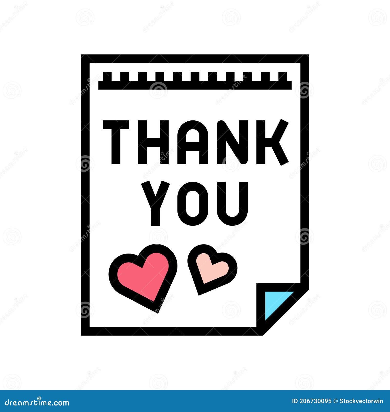 Postcard Thank You Color Icon Vector Illustration Stock Illustration