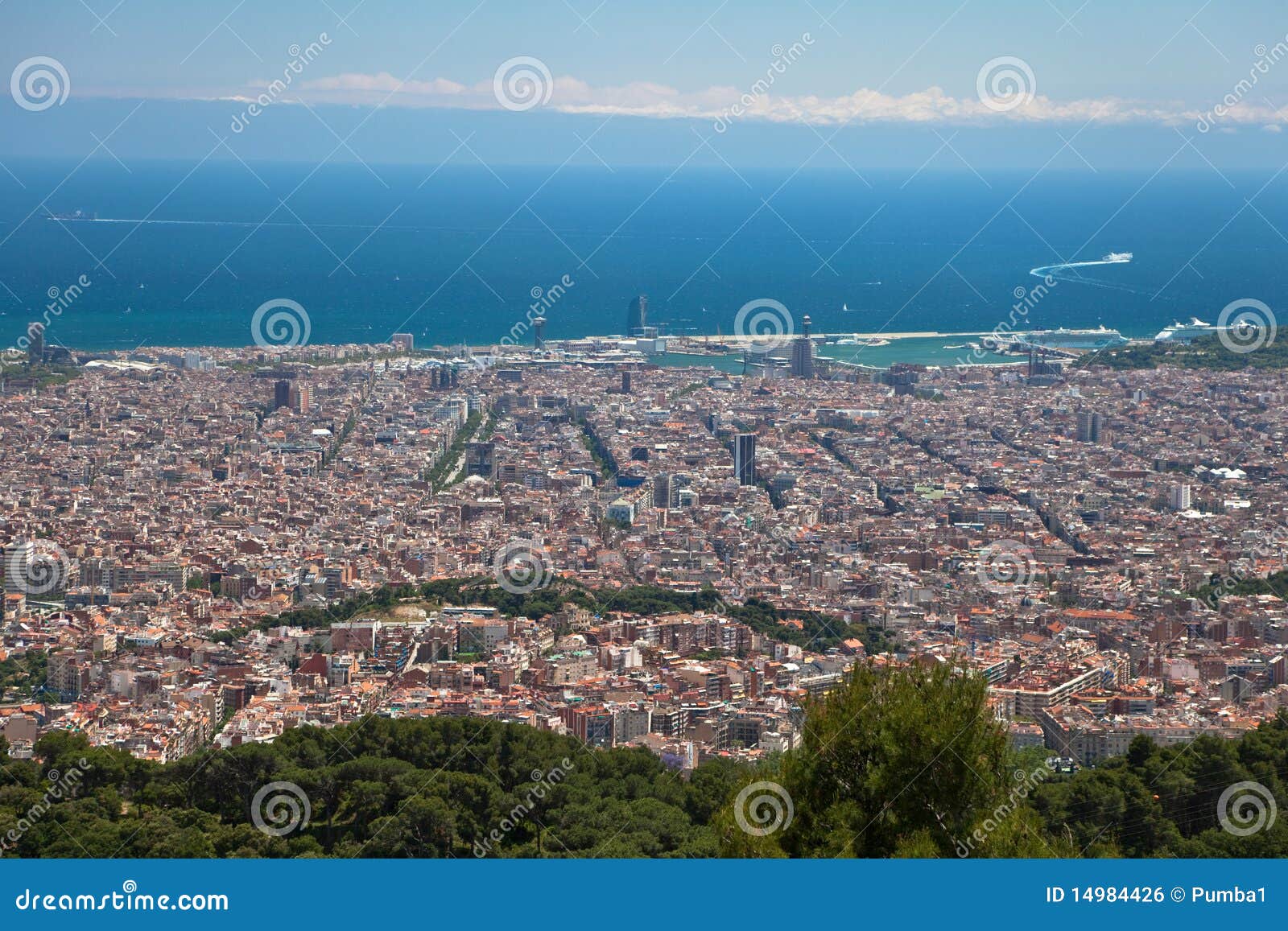 postcard view of barcelona from the tibidabo hill