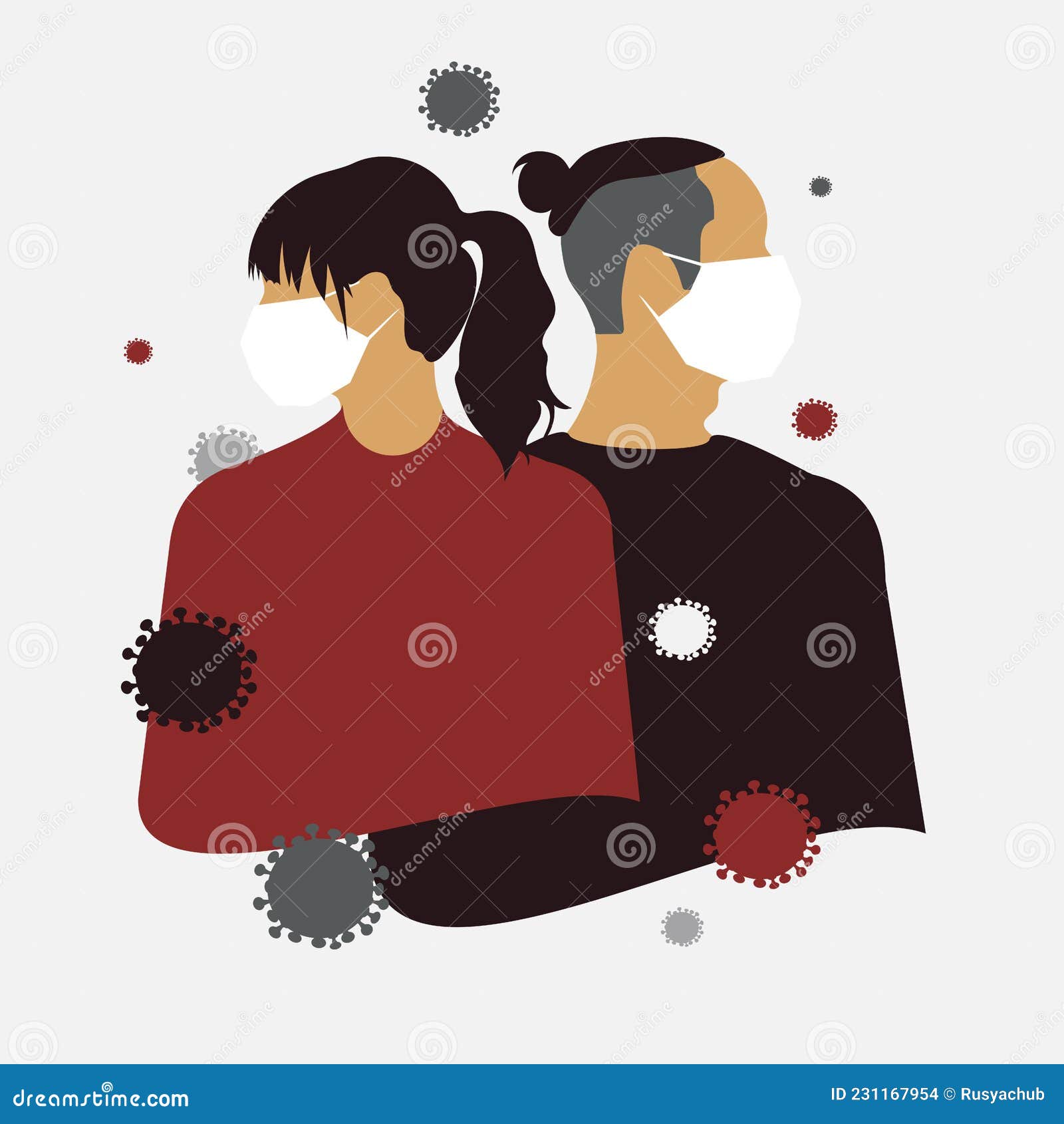 Banner with a Man and a Woman Wearing Medical Masks To Avoid Breathing