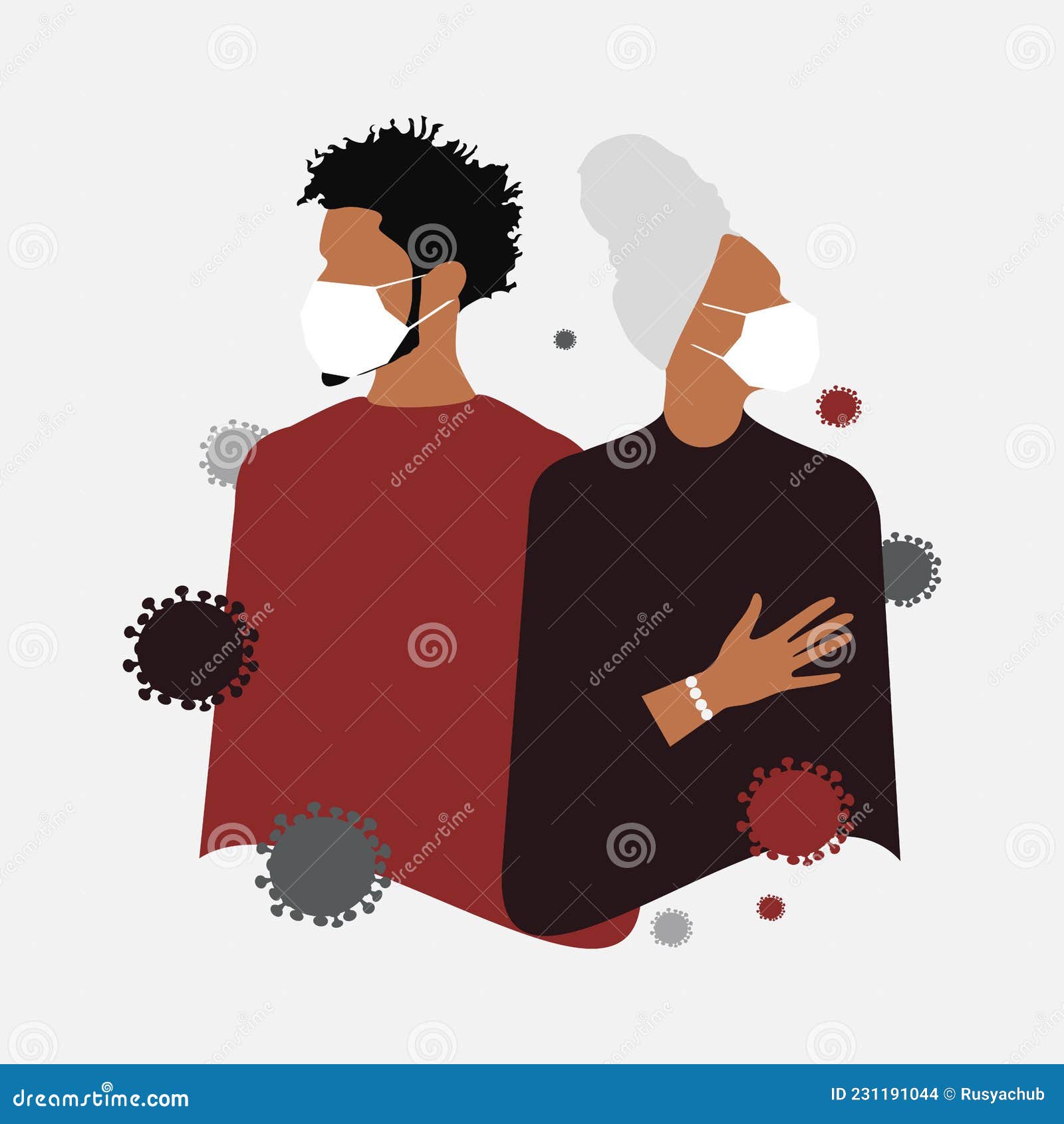 Banner with a Man and a Woman Wearing Medical Masks To Avoid Breathing