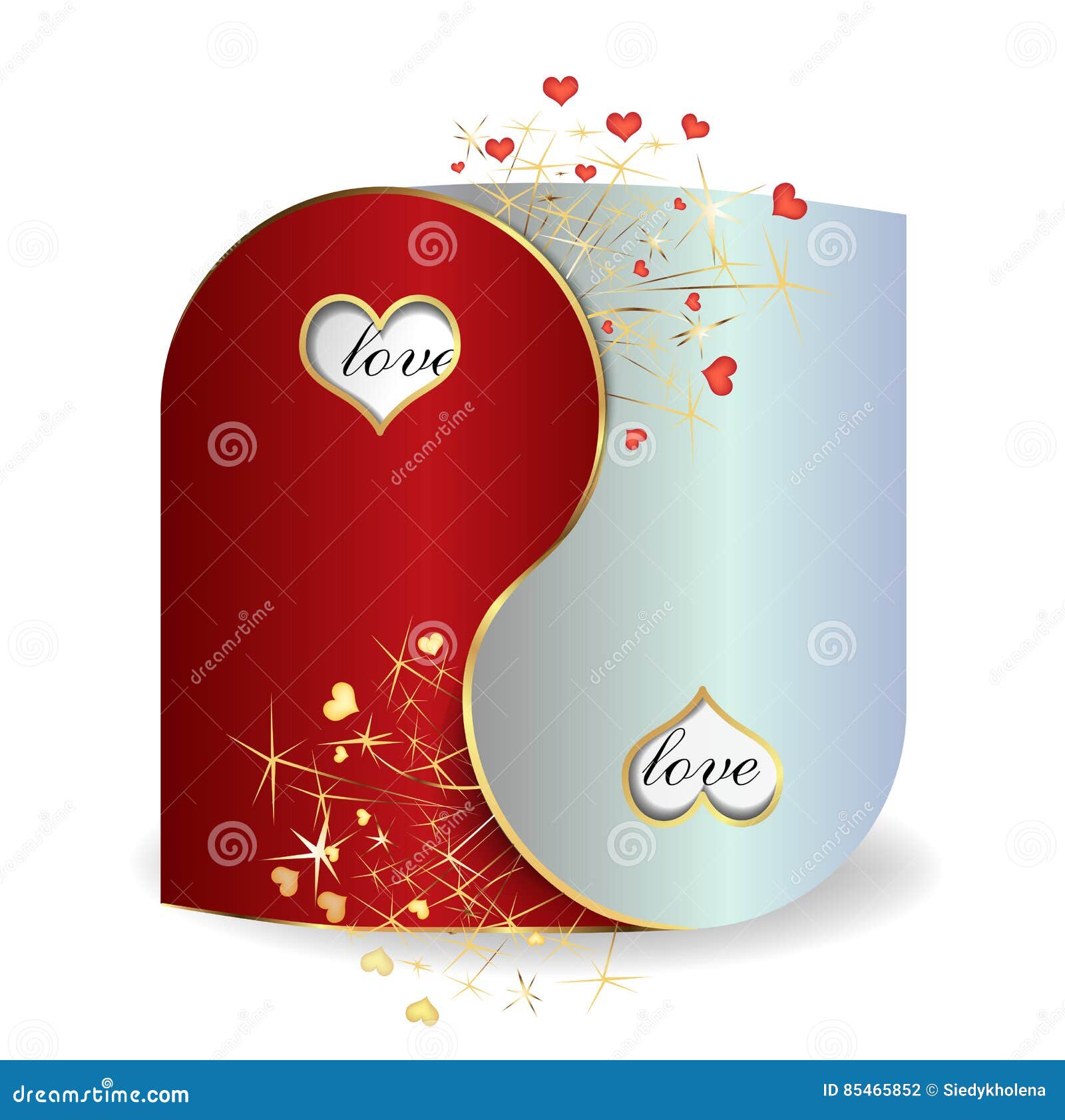 postcard yin and yang valentines day stock illustration