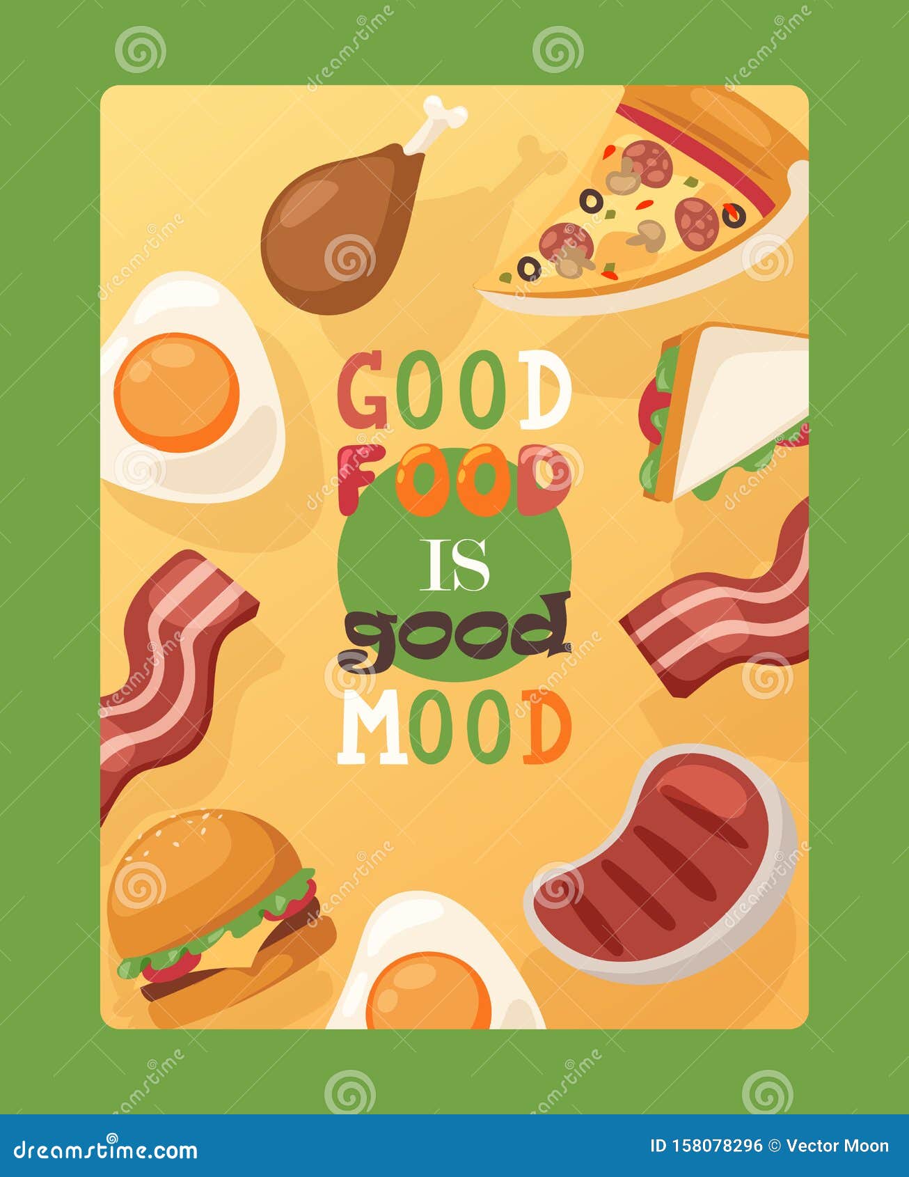 Poster Avec Citation Bonne Nourriture Est Bonne Humeur Flyer Publicitaire De Restauration Rapide Decoration De Menu Des Cafes De Illustration De Vecteur Illustration Du Affiche Postcard