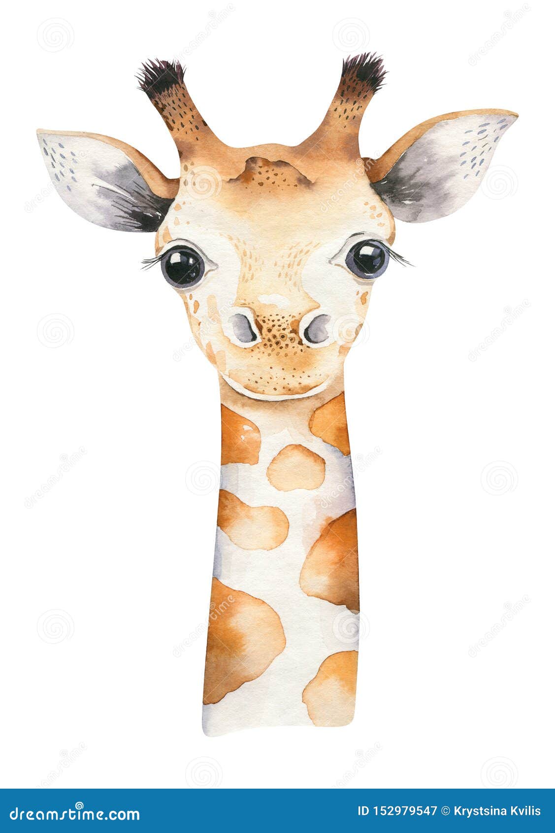 a poster with a baby giraffe. watercolor cartoon giraffetropical animal . jungle exotic summer print.