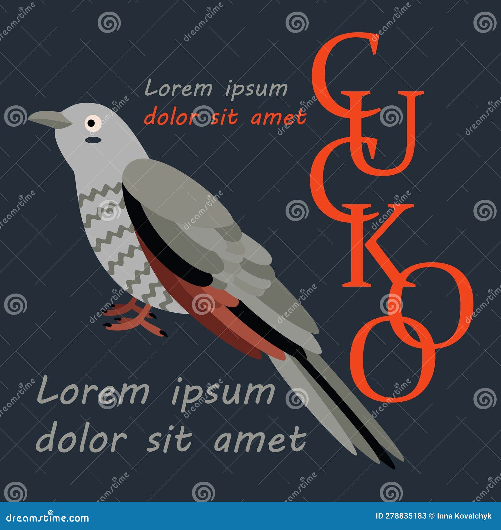 Poster, Banner with Cuckoo Bird and Text. Poster Layout Design Stock