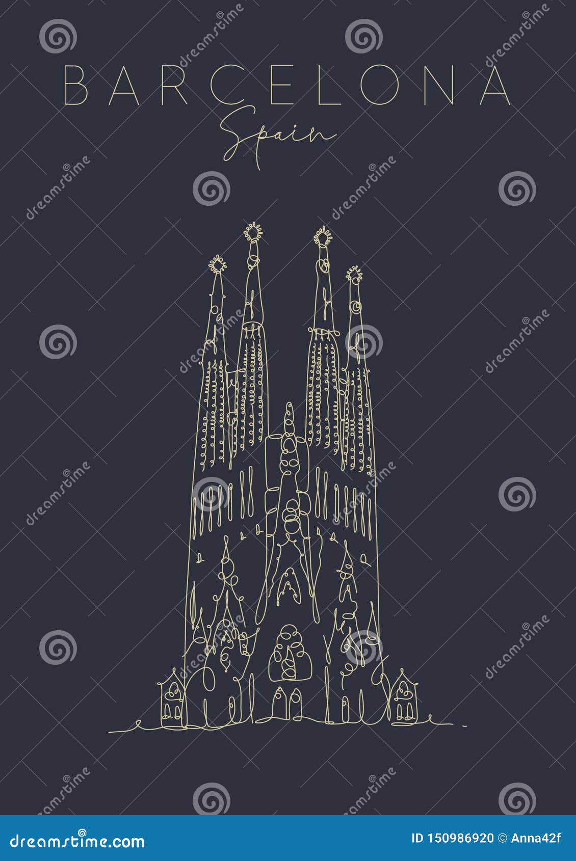 poster barcelona sagrada familia dark