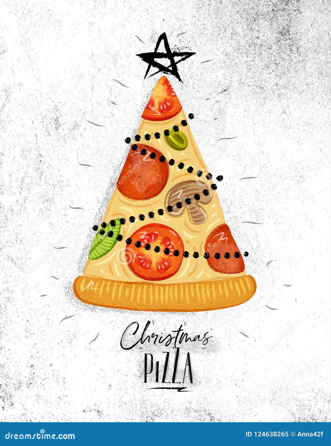 Poster Christmas Tree Pizza Stock Vector Illustration of 