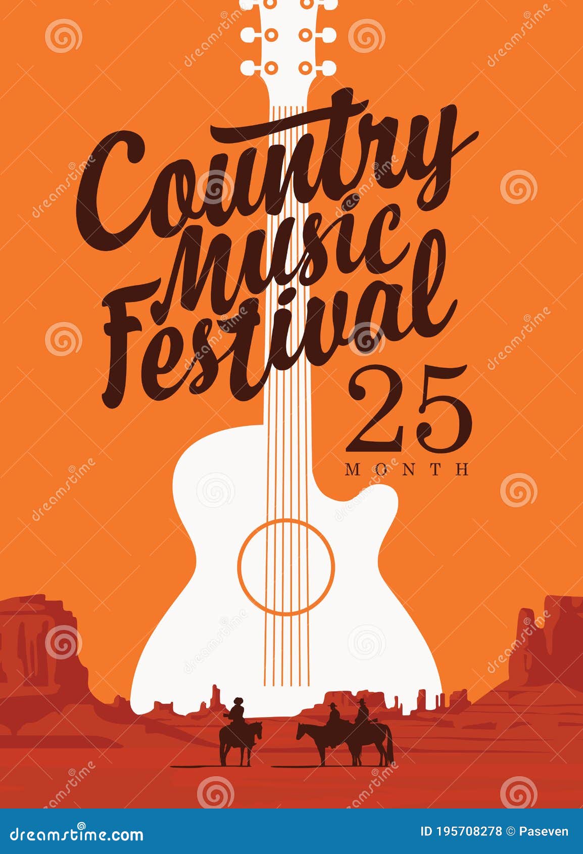 Music Festival Retro Poster Rock Guitar Stock Vector (Royalty Free