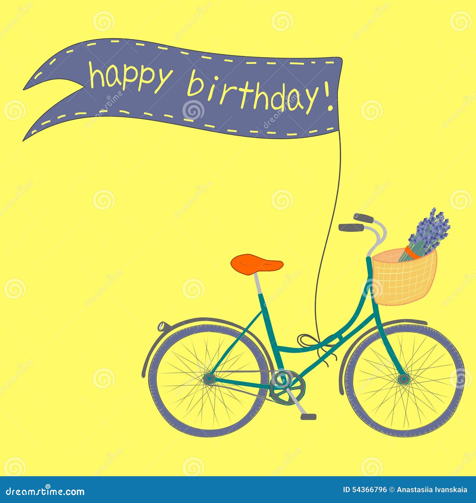 Poster with Cute Hand Drawn City Bike Stock Vector - Illustration of ...