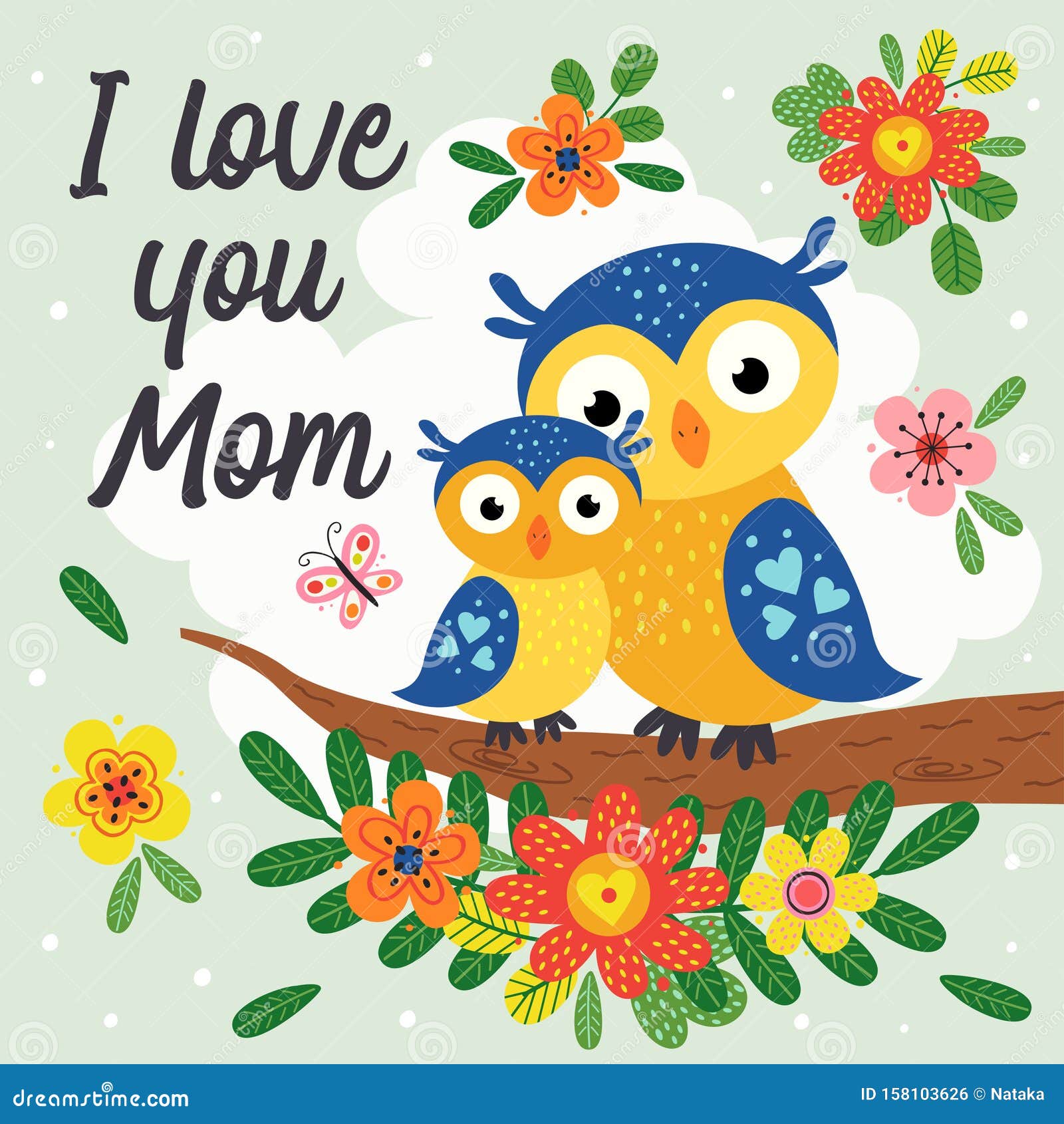 Download Poster With Cute Owl Mother And Baby Stock Vector ...