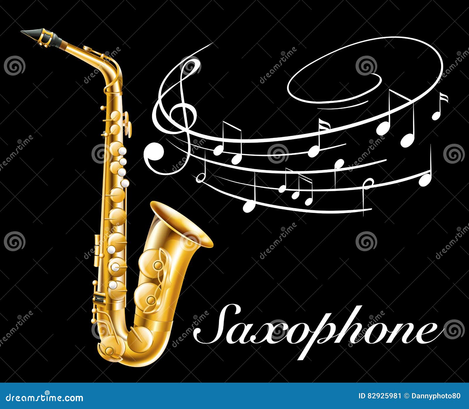 Poster Design with Saxophone and Music Notes Stock Vector Illustration of music, poster 82925981