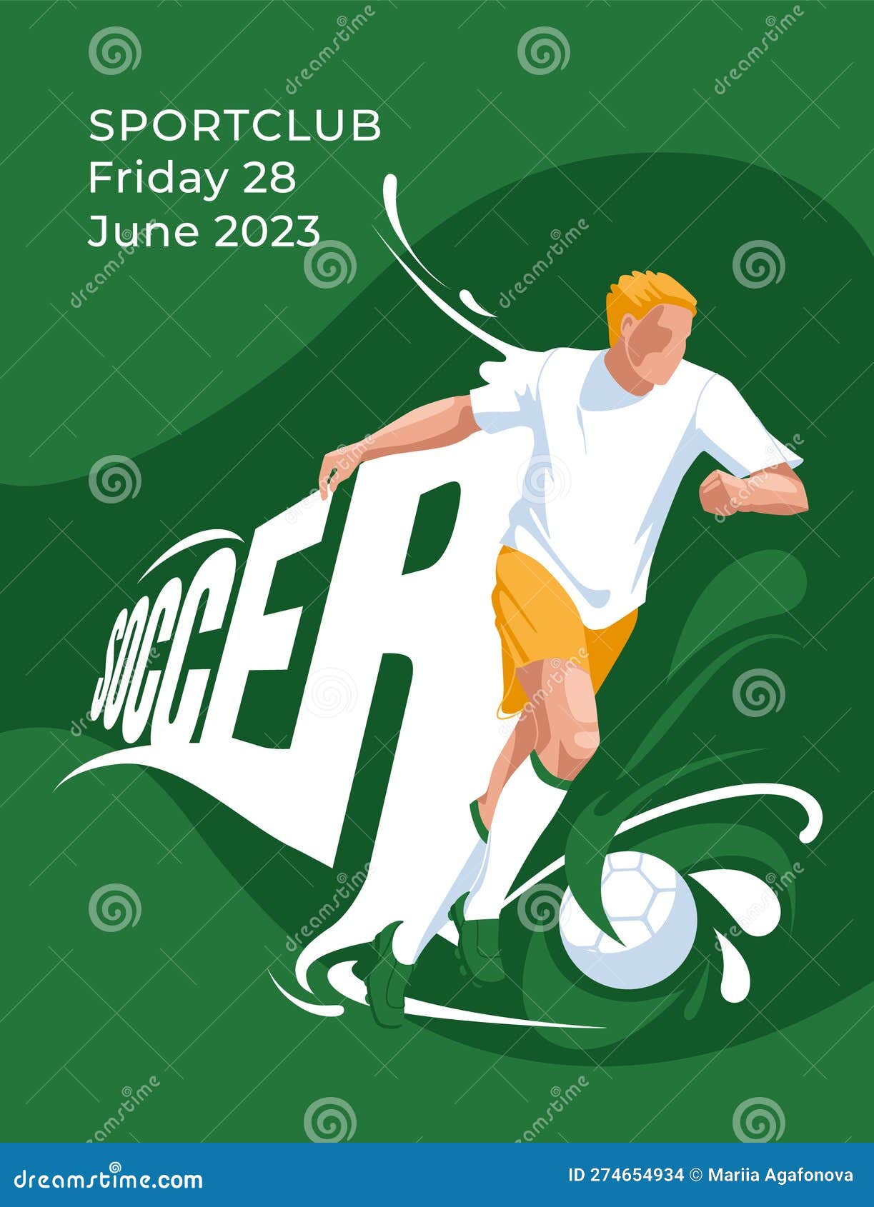 Poster Di Partita a Calcio. Atleta Sullo Sfondo Di Testo Di Grandi