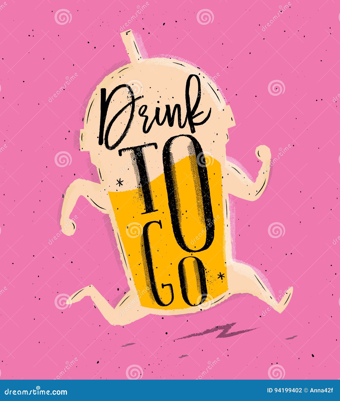 Poster drink to go pink stock vector. Illustration of creative - 94199402