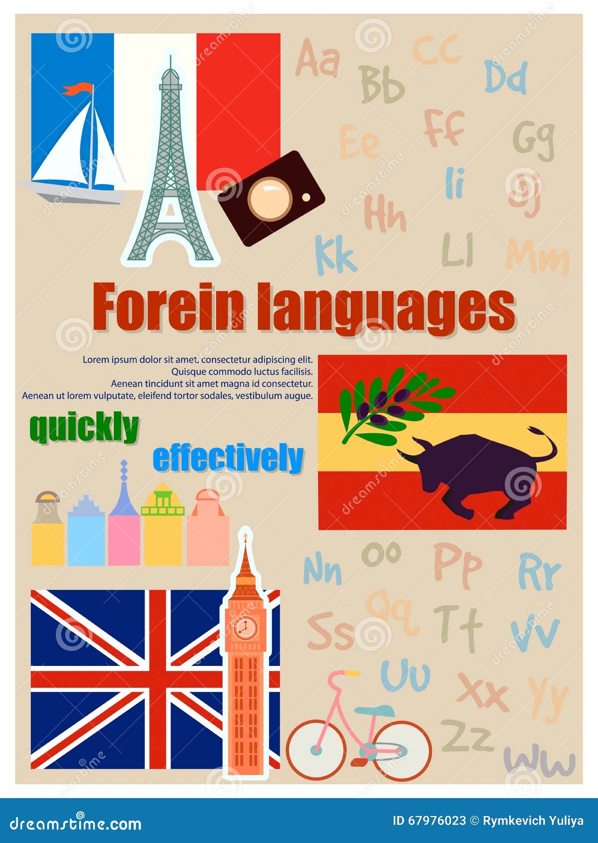 Poster For Foreign Language Courses Stock Vector - Image ...
