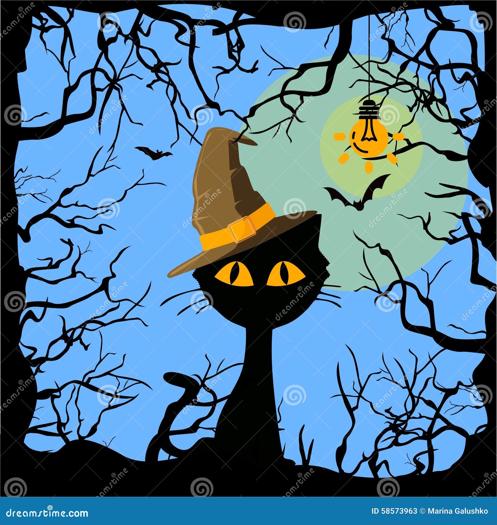 Poster. Halloween. the Cat in the Hat Stock Vector Illustration of