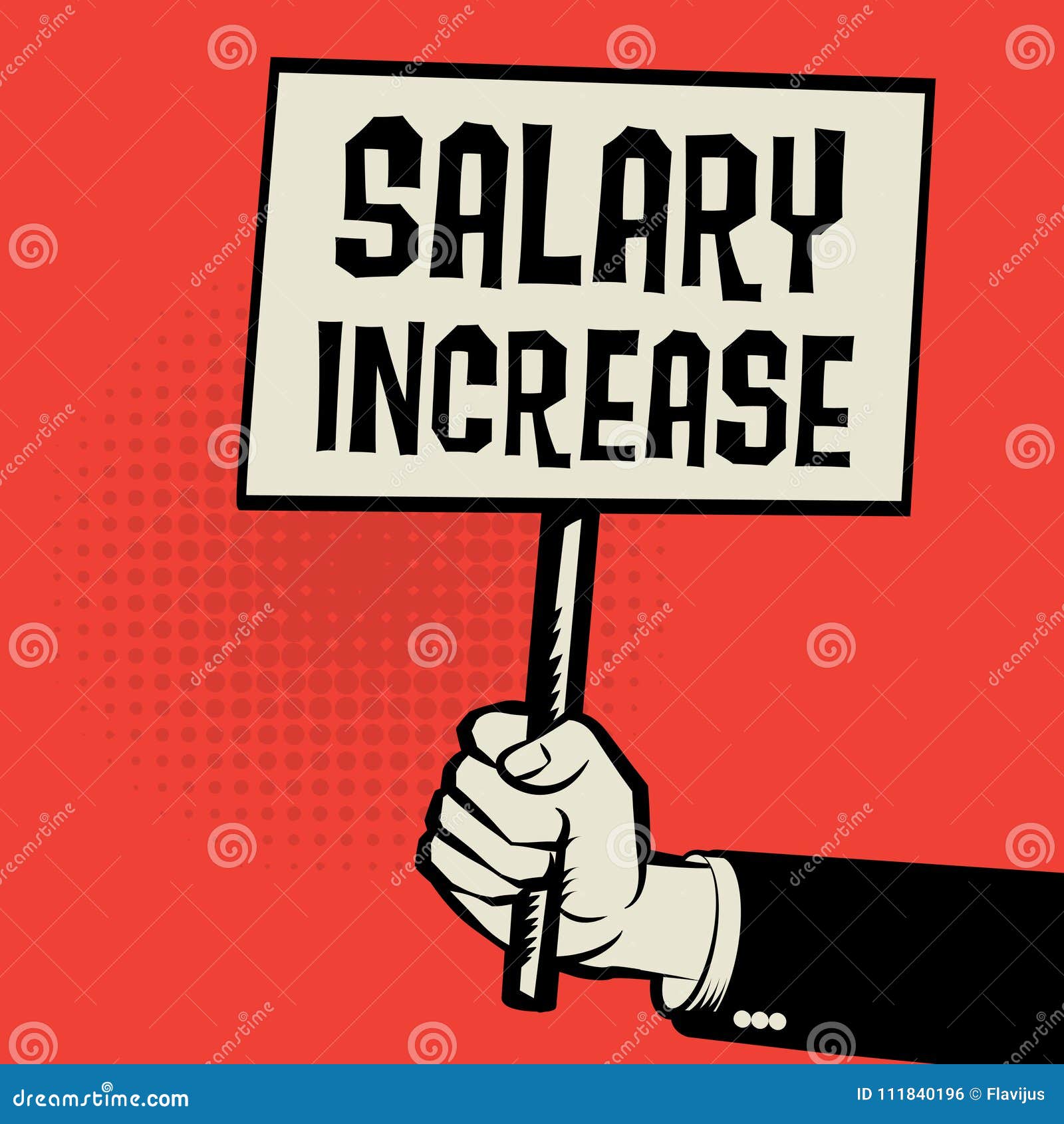 Poster in Hand, Business Concept with Text Salary Increase Stock Vector