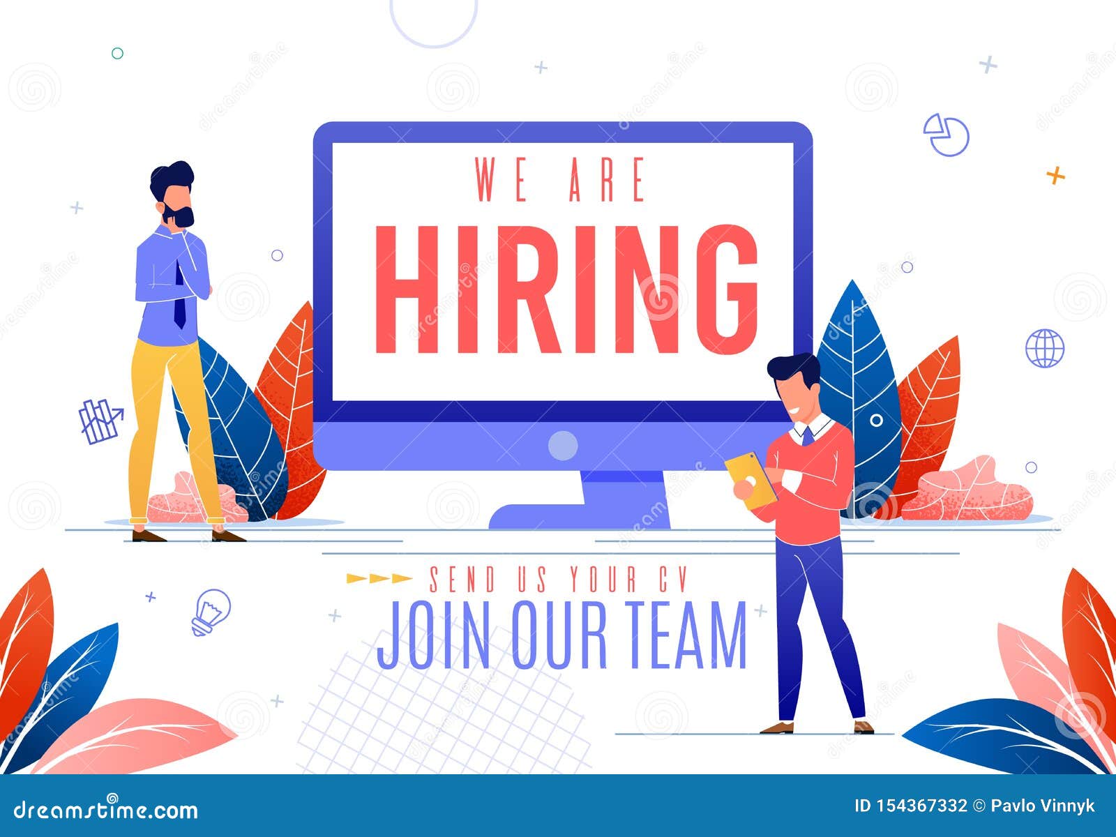 Poster We Are Hiring Send Us Youa Join Our Team Stock Vector