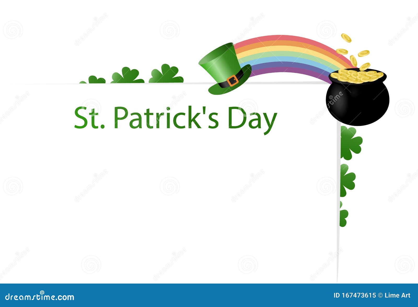 poster for the holiday of st. patrick`s day on march 17 with a place for text. leprechaun hat, rainbow, pot of gold coins with cl