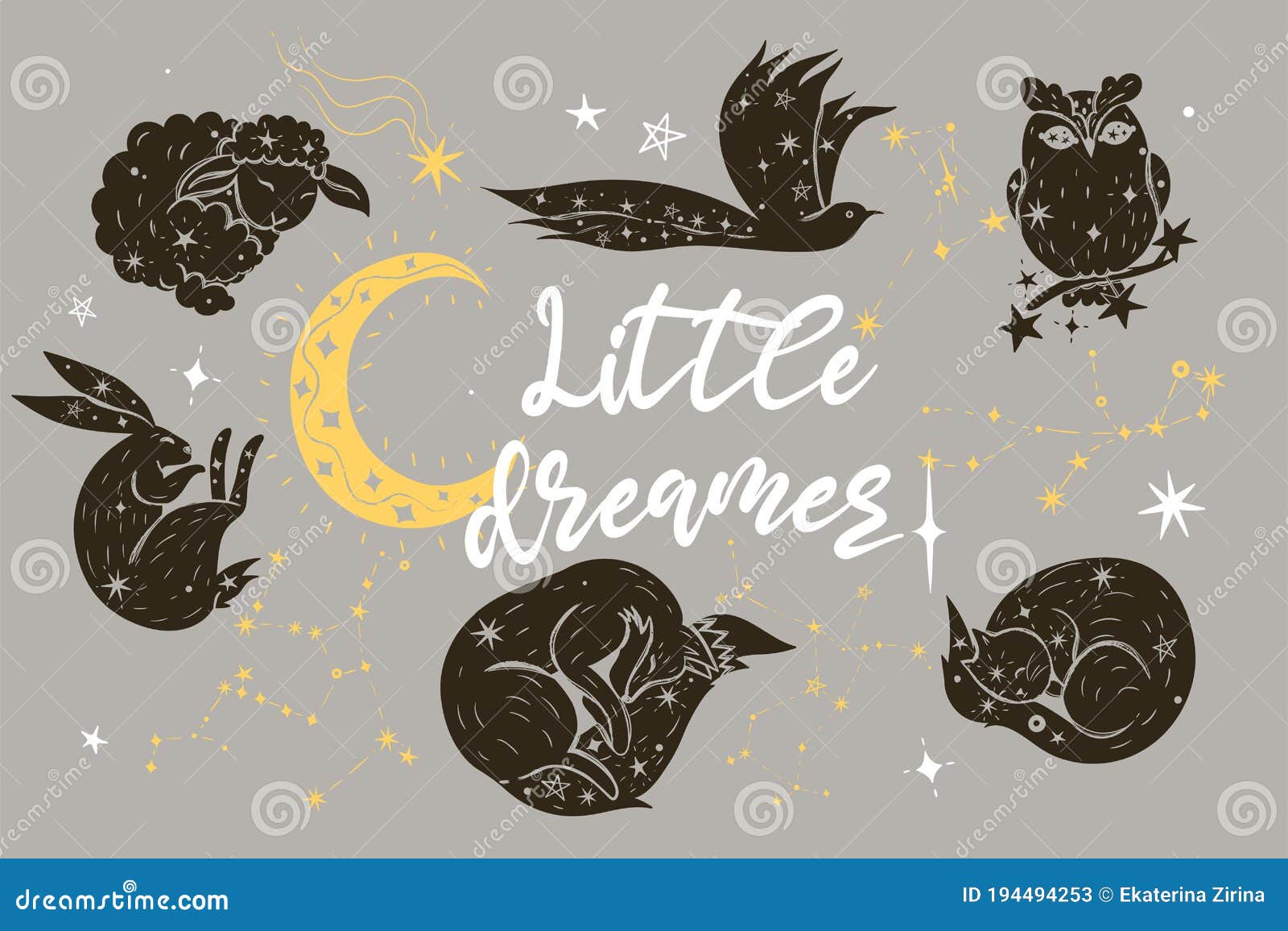 Download Poster With The Inscription Little Dreamer, With Animals ...