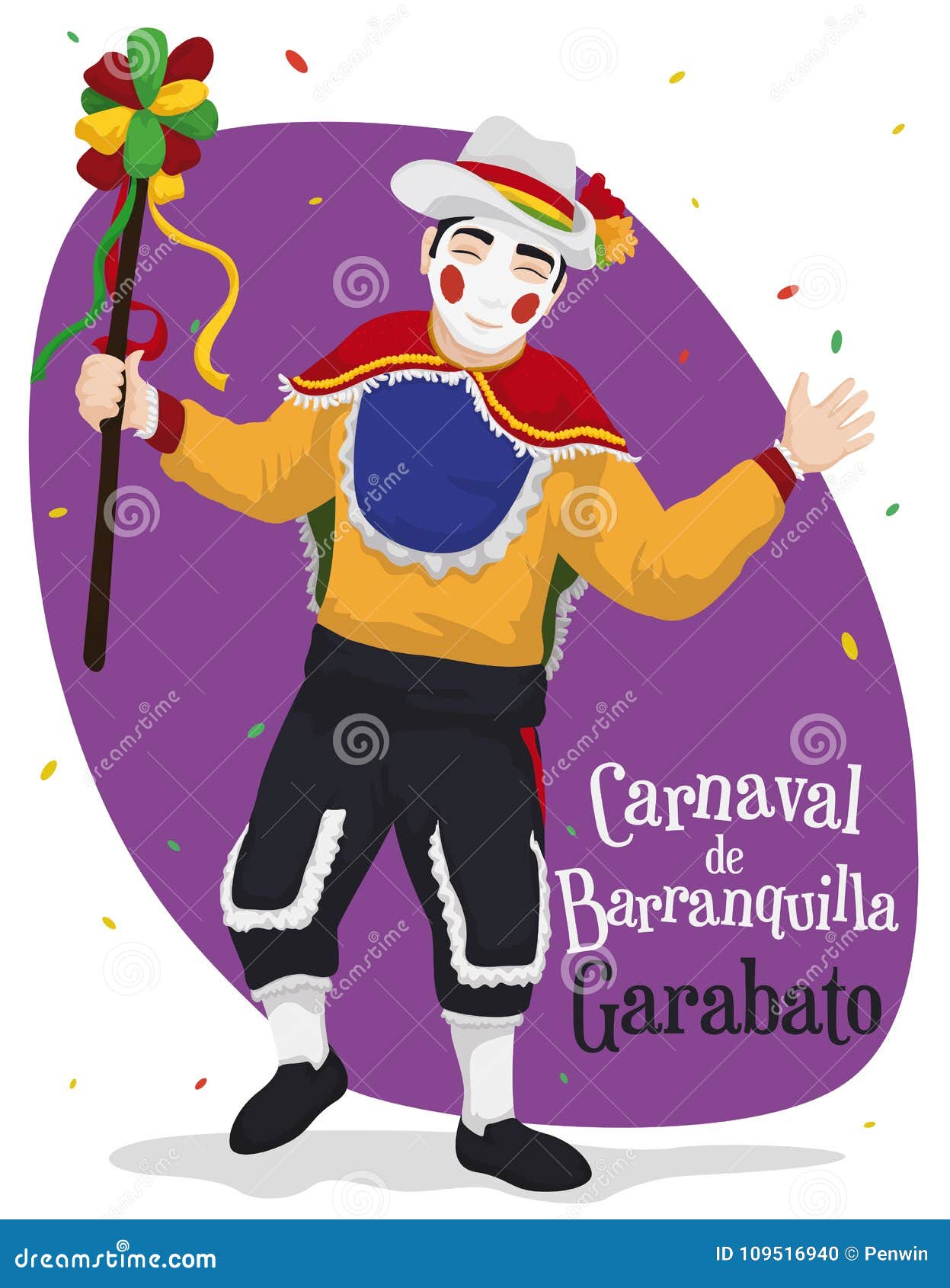 traditional garabato character ready to celebrate barranquilla`s carnival,  