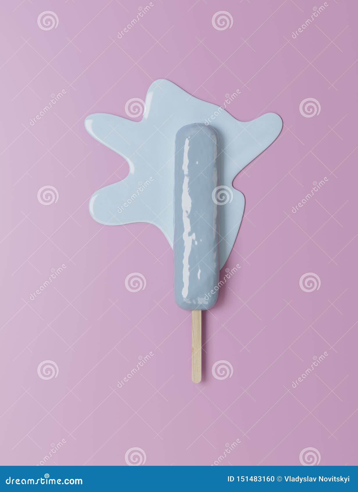 Poster with Melted Ice Cream Under the Spotlights Stock Illustration