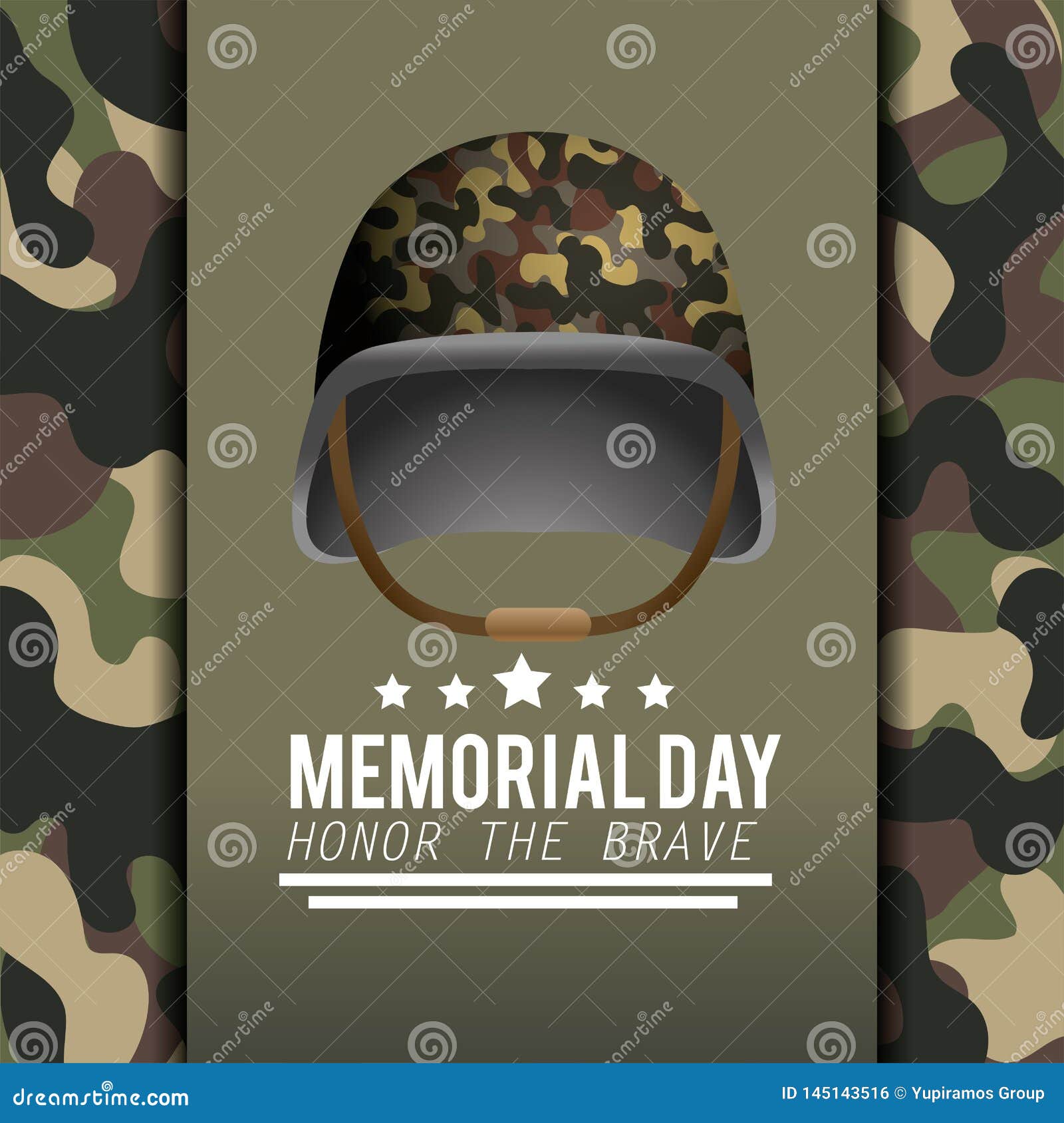 poster with military helmet and camouflage uniforme