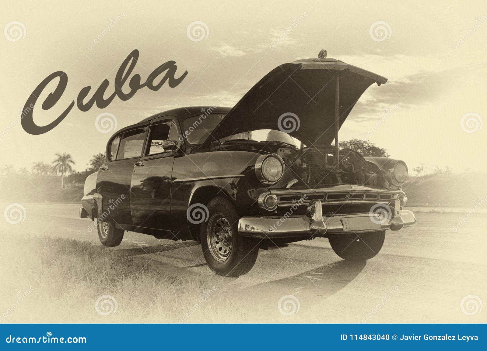 poster of old car in havana