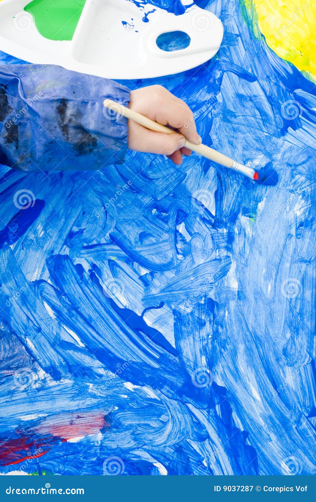 Poster paint brush stock image. Image of blue, green, paint 9037287