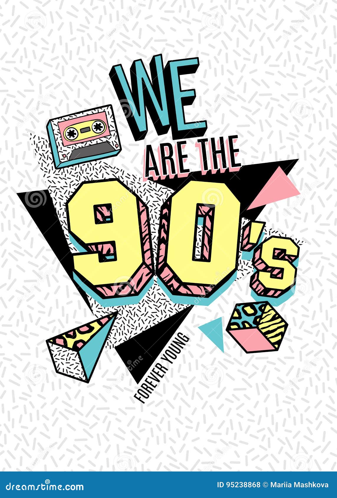 Poster in 80s-90s Memphis Style. Stock Vector - Illustration of graphic ...