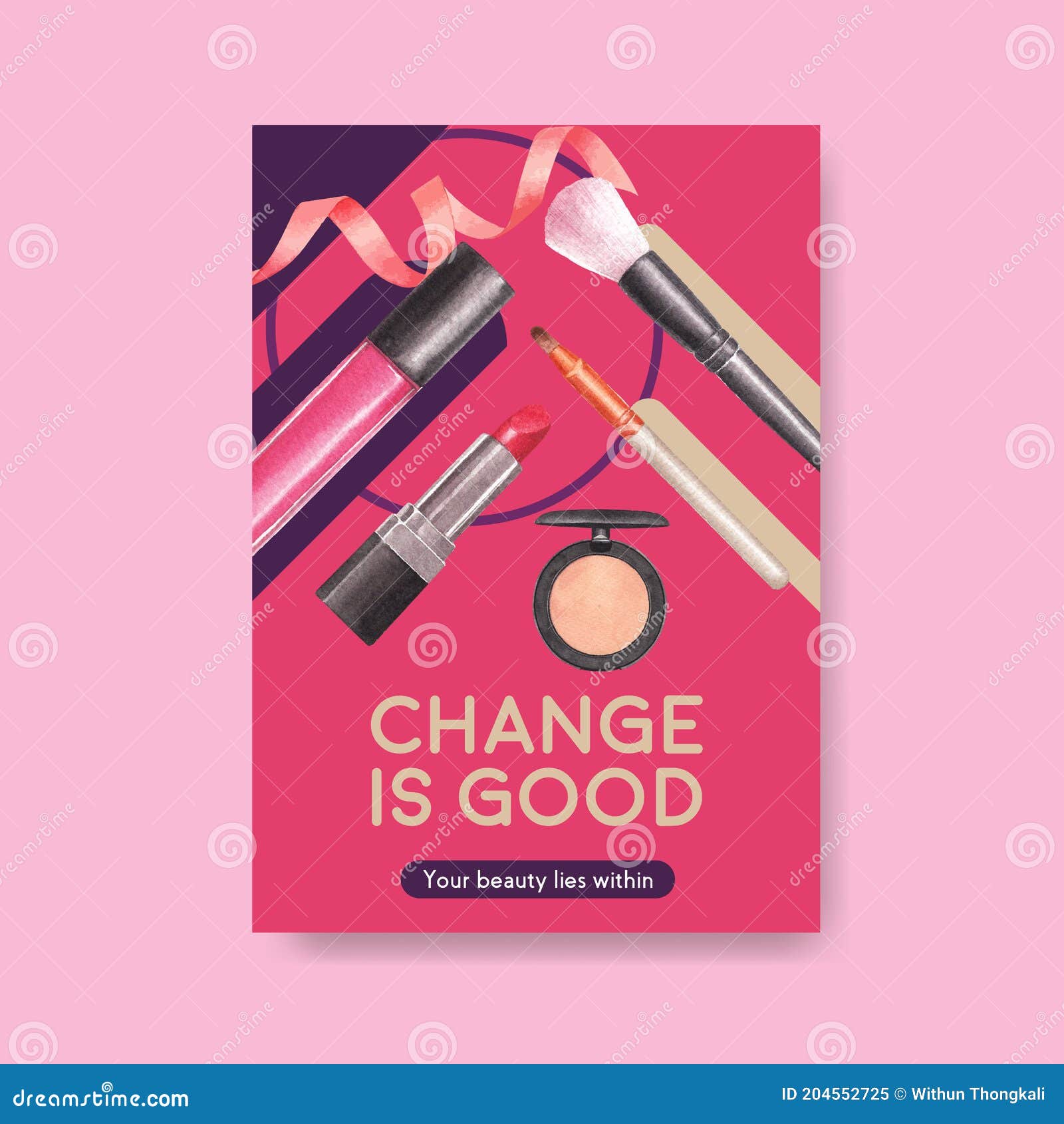 Poster Template with Makeup Concept Design for Brochure and Leaflet