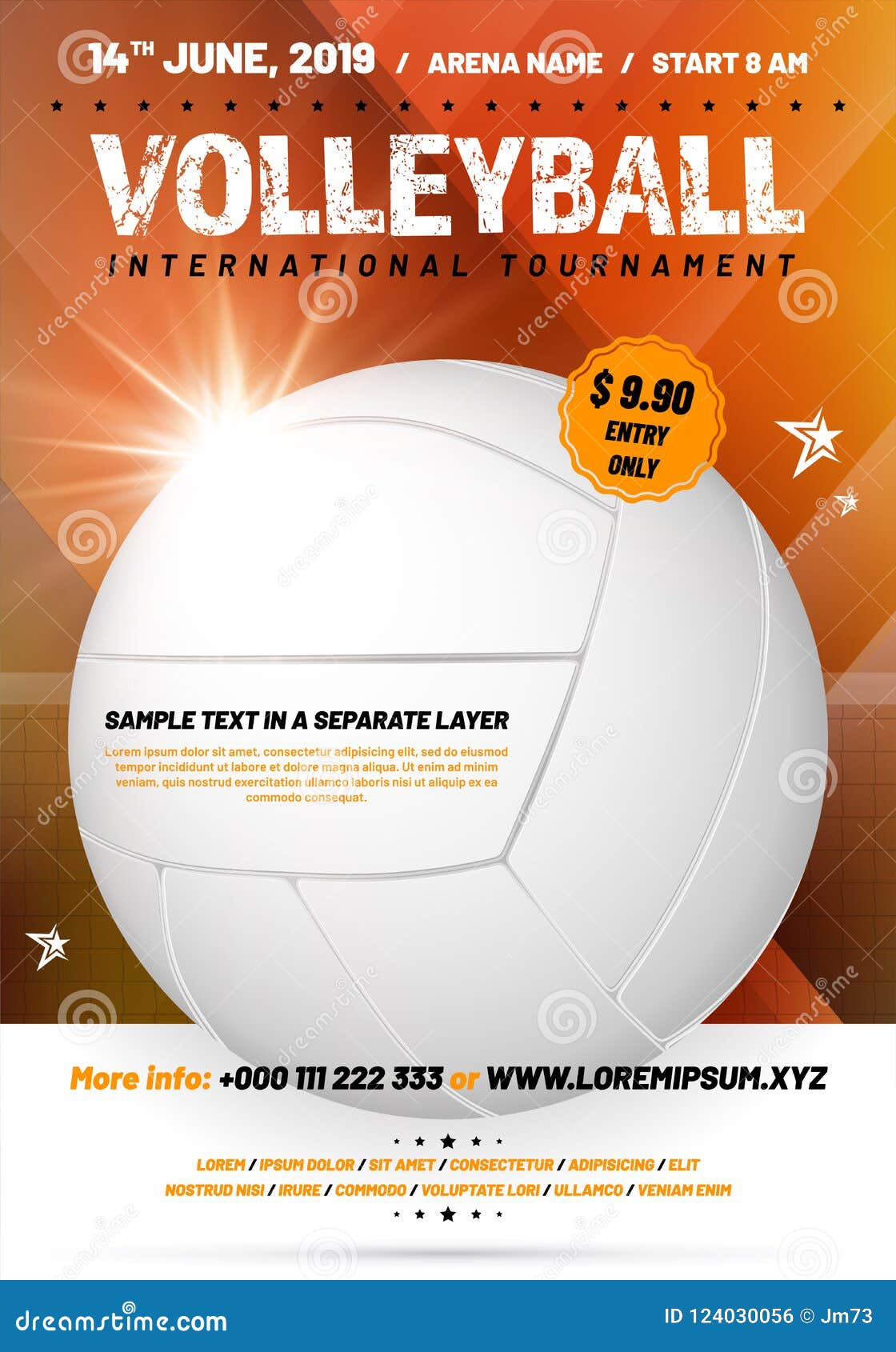 Poster Template for Your Volleyball Design with Sample Text Stock ...