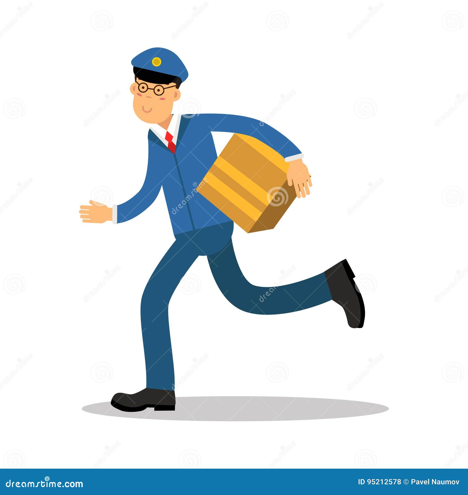 Postman in Blue Uniform Running Delivering Parcel Cartoon Character,  Express Delivery Mail Vector Illustration Stock Vector - Illustration of  design, cardboard: 95212578