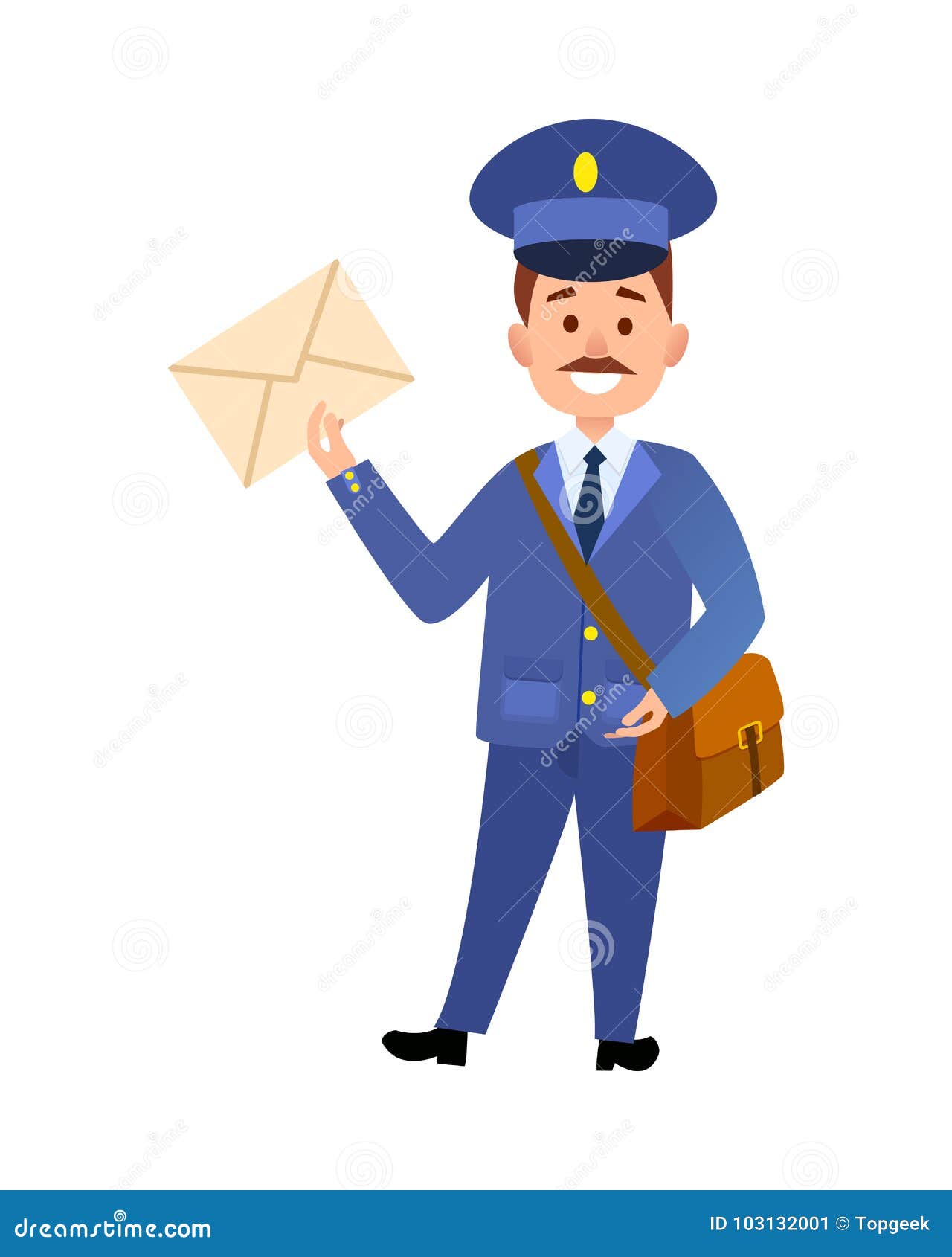 Postman Delivering Letter Isolated Cartoon Vector Stock Vector -  Illustration of caricature, background: 103132001