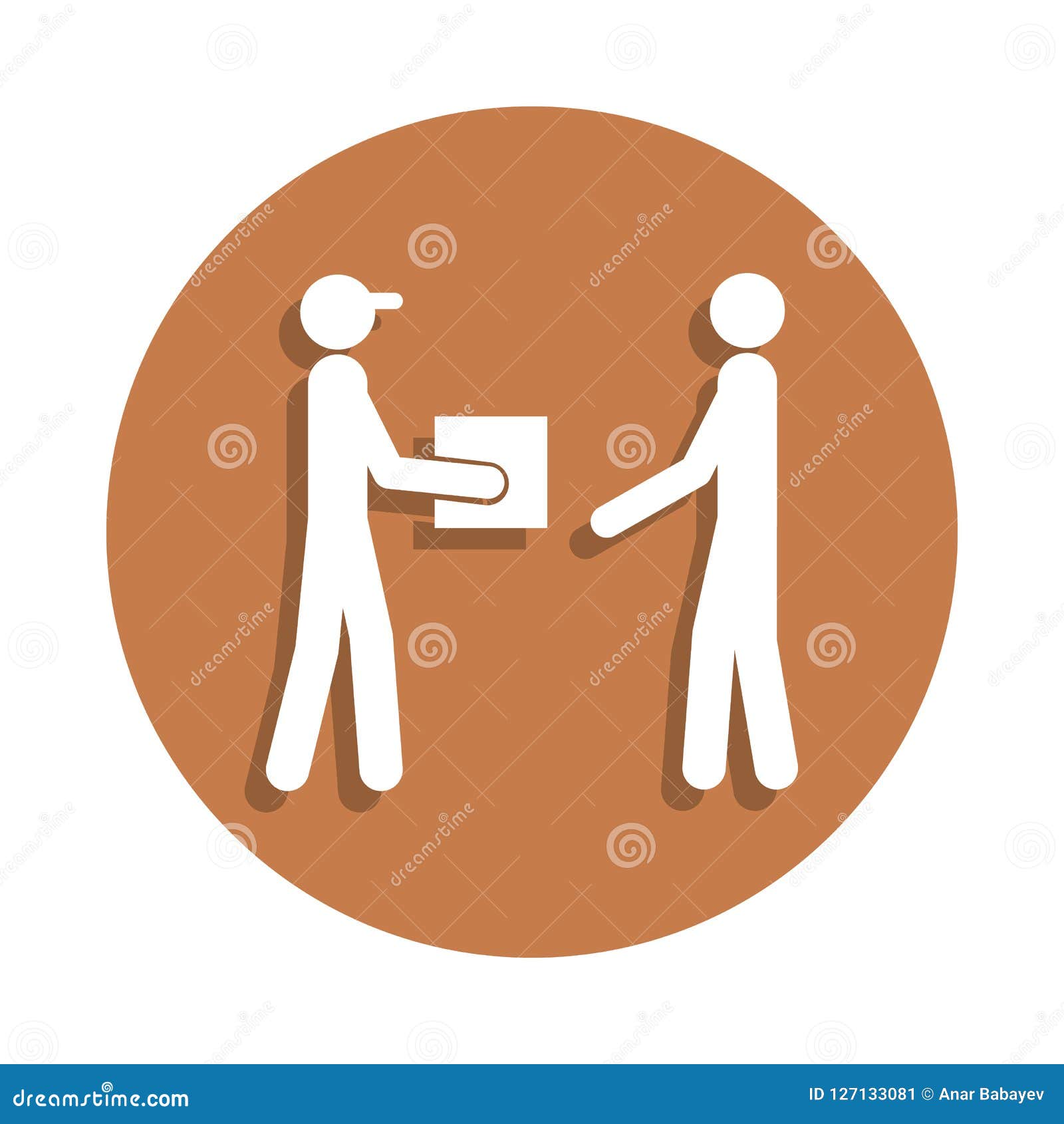 The Postman Hands Over The Box Icon In Badge Style One Of Logistic Collection Icon Can Be Used For Ui Ux Stock Illustration Illustration Of Vector Product