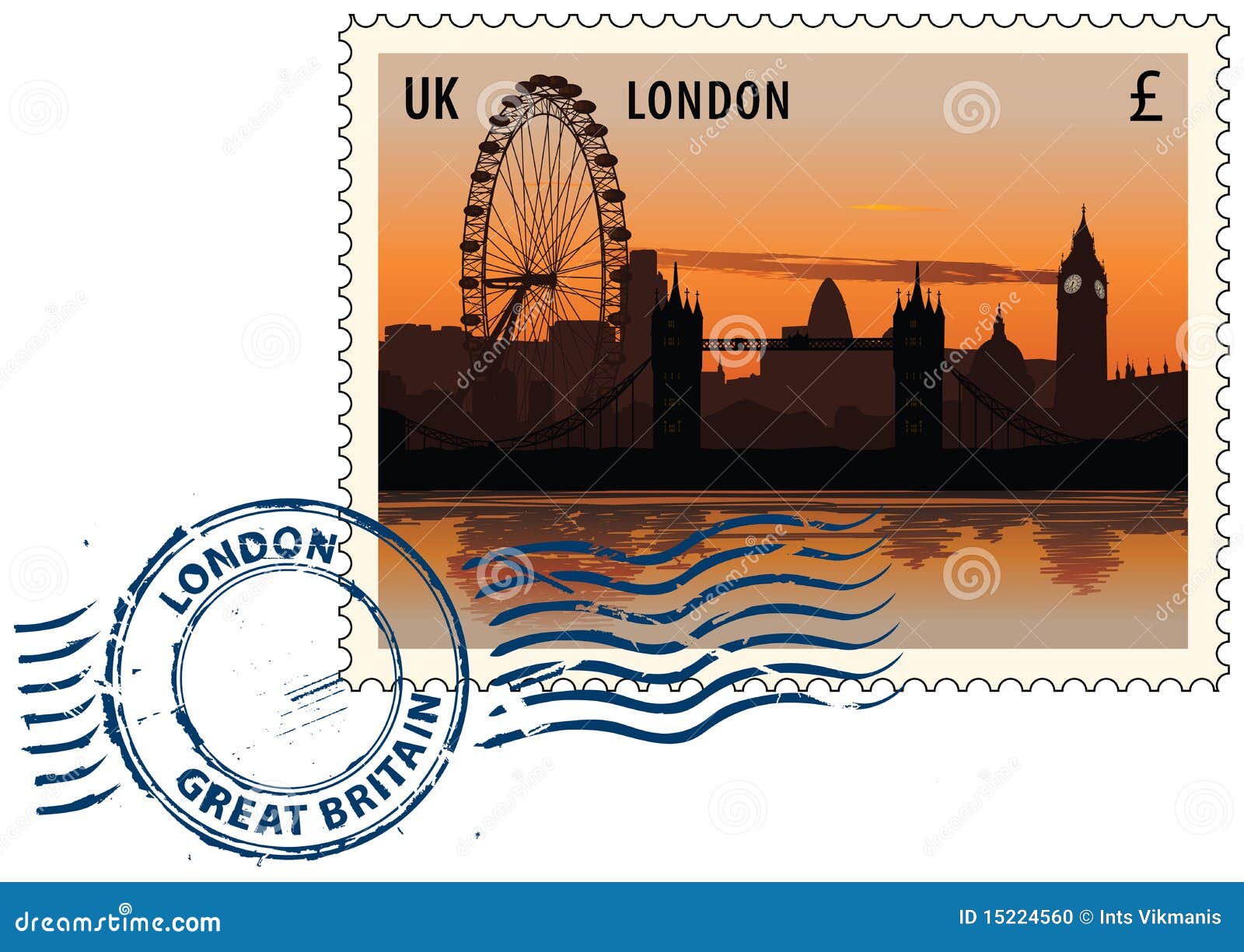Postmark from London editorial image. Illustration of mailing 15224560