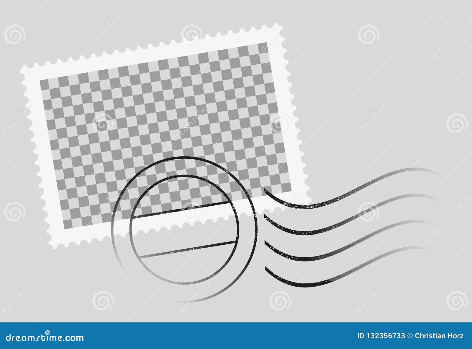 Postmarked Postage Stamp Template with Date Stamp Stock Vector Illustration of vector, stamped