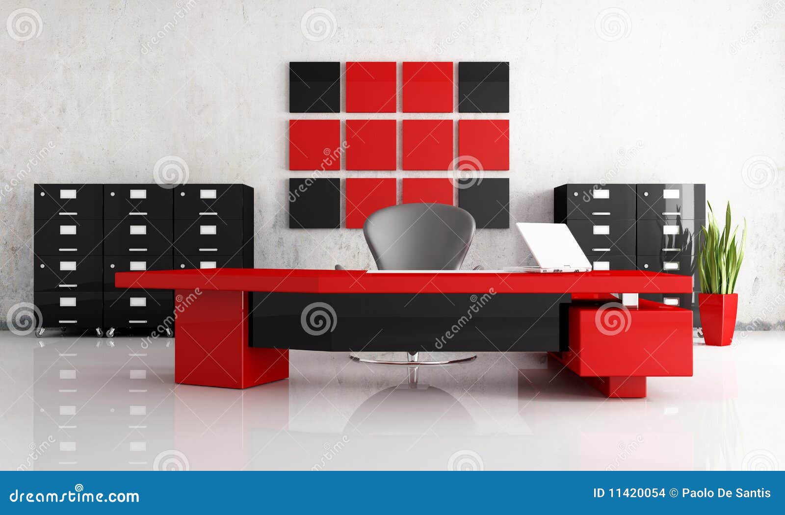 Posto Rosso E Nero Dell'ufficio Illustrazione di Stock Illustrazione