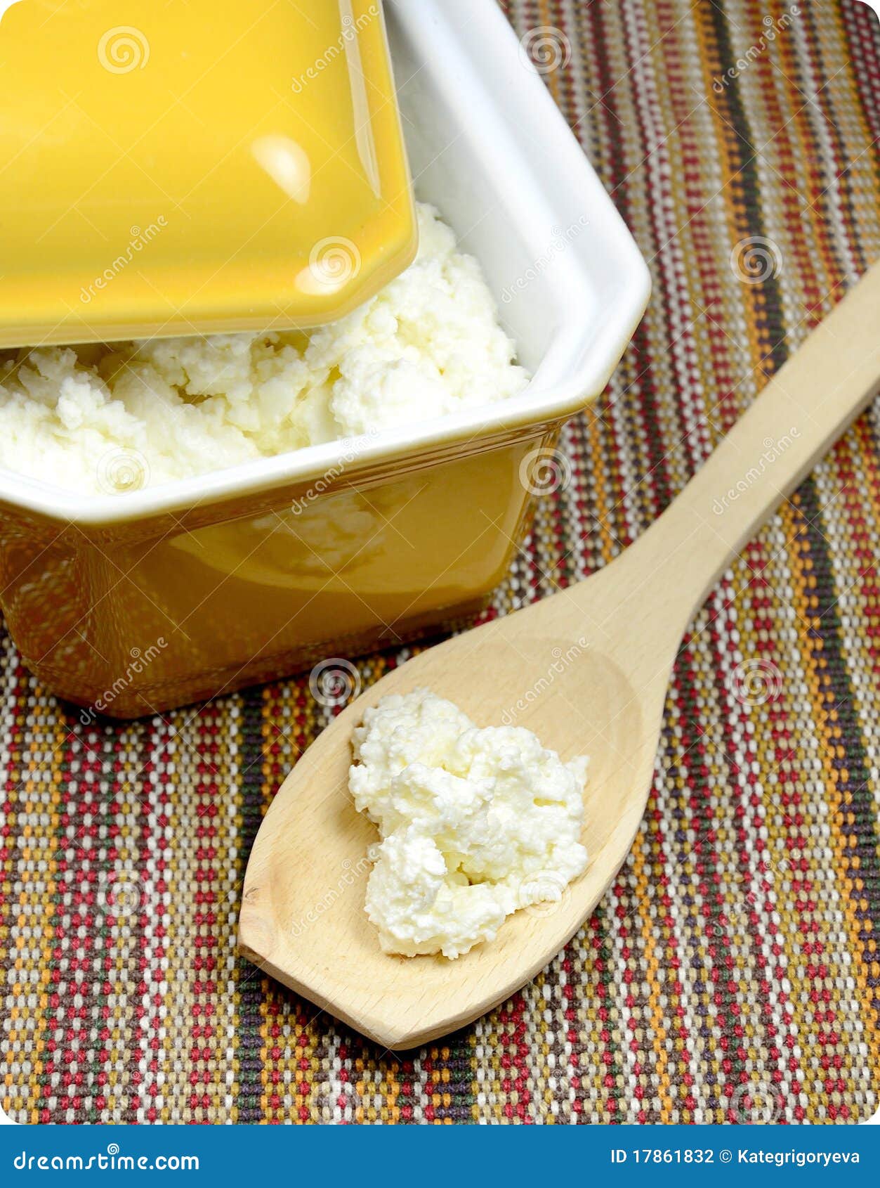 Pot cheese stock photo. Image of cream, curd, wooden 17861832