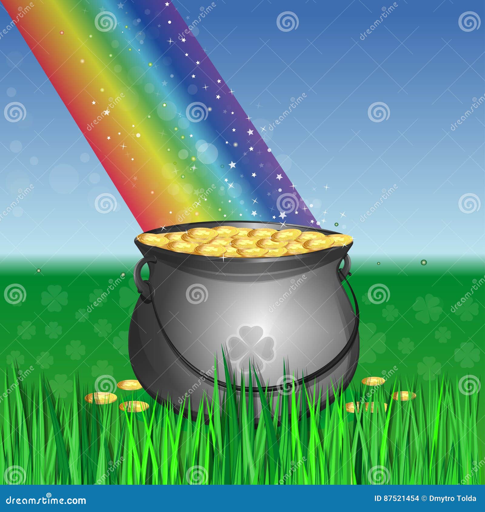 Pot De Lutin D'or Magique à La Base De L'arc-en-ciel Illustration de  Vecteur - Illustration du mythologie, vacances: 87521454