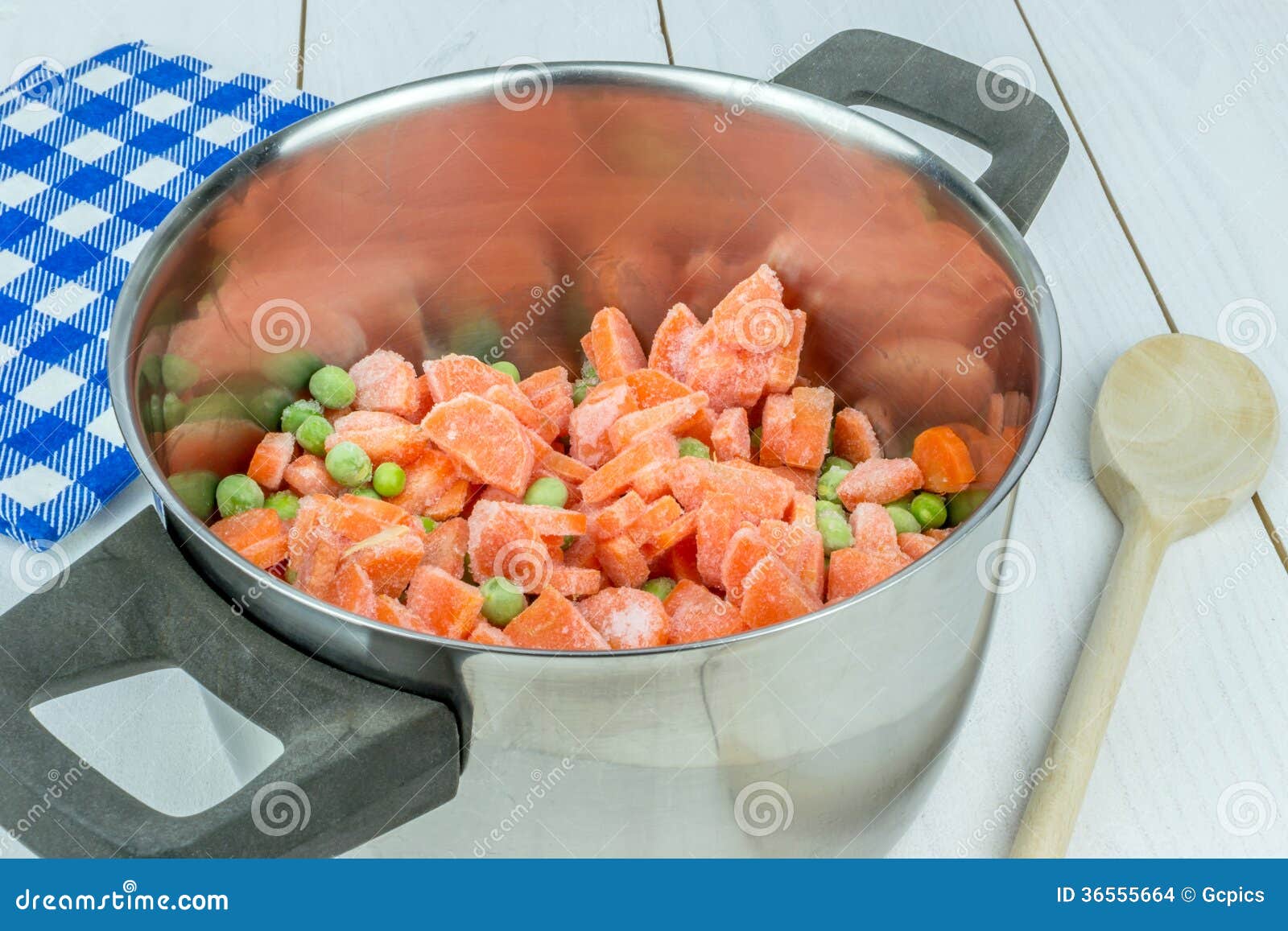 A Pot with Frozen Peas and Carrots Stock Photo Image of nutrition