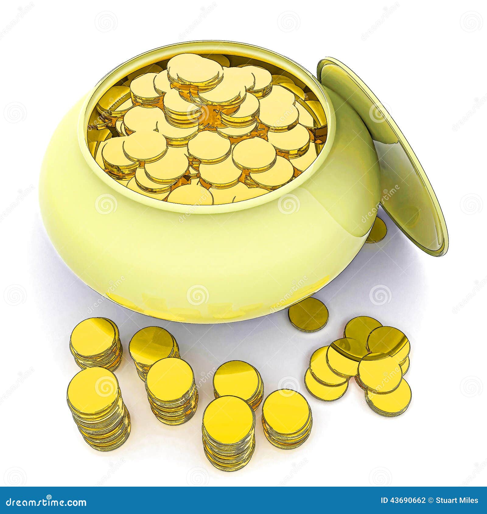 Pot of Gold Means Money or Lucky Stock Illustration Illustration of money, gold 43690662